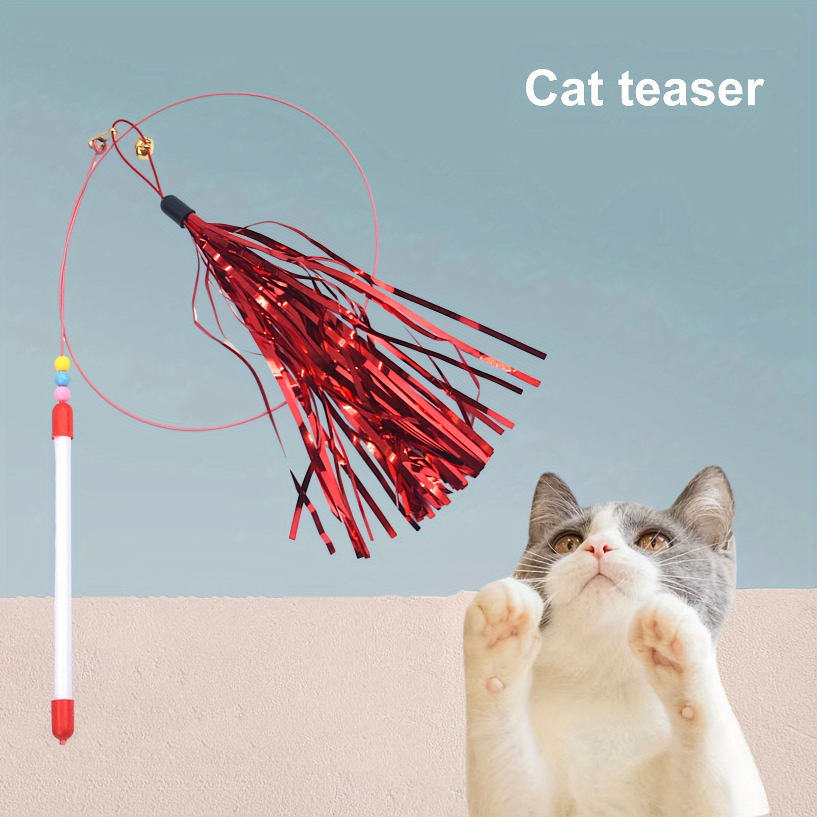 Colorful Ribbon Crinkle Paper Cat Teaser Stick Pet Cat Toy - Temu