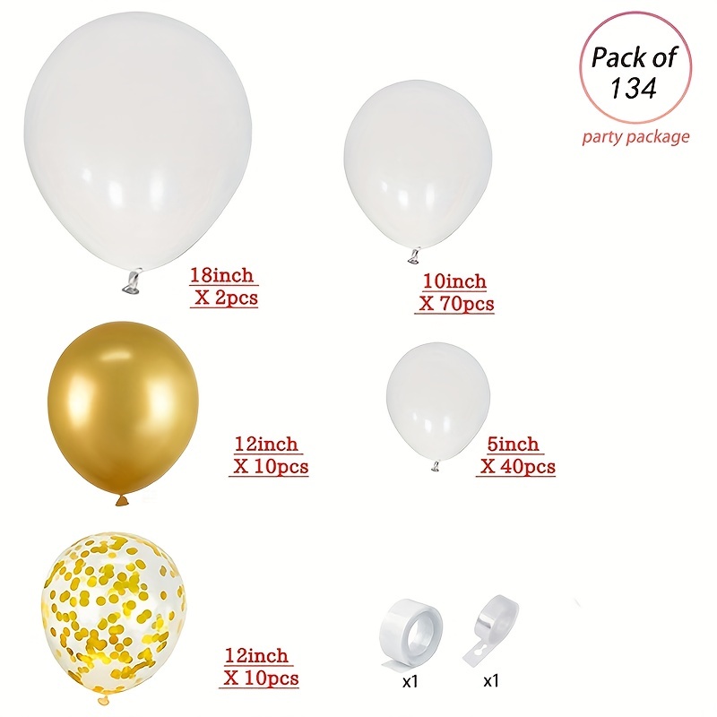 Yellow White Balloons Garland Arch Kit with Metal Champagne Gold