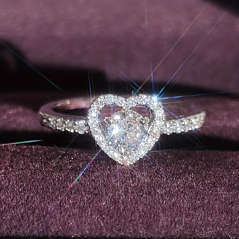 Anillos de corazón de Zirconia cúbica deslumbrante de lujo para mujer  compromiso boda Micro pavimentado CZ anillos joyería nupcial