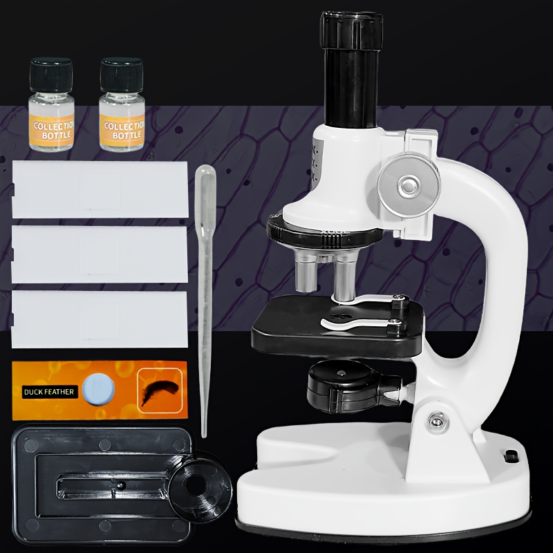 Kit de Microscope pour,100X-1200 X Microscope Jouet éducatif pour -  Ensemble de Microscope alimenté par Batterie avec lumière LED, Jouet  d'éducation