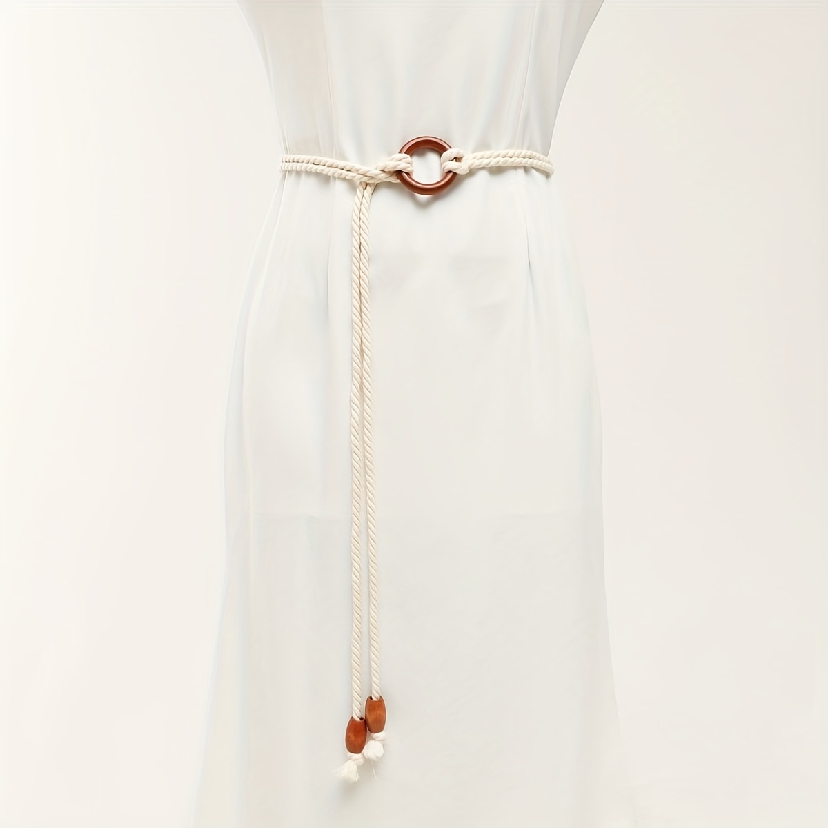 Braided Rope Belt with Tassel Sash - Vintage Style Waistband