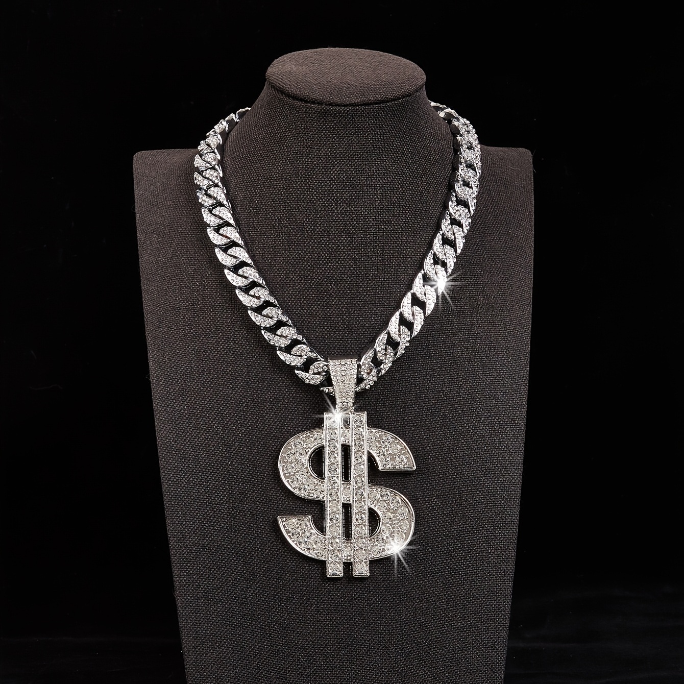 Big Dollar Pendant Cuban Chain Necklace