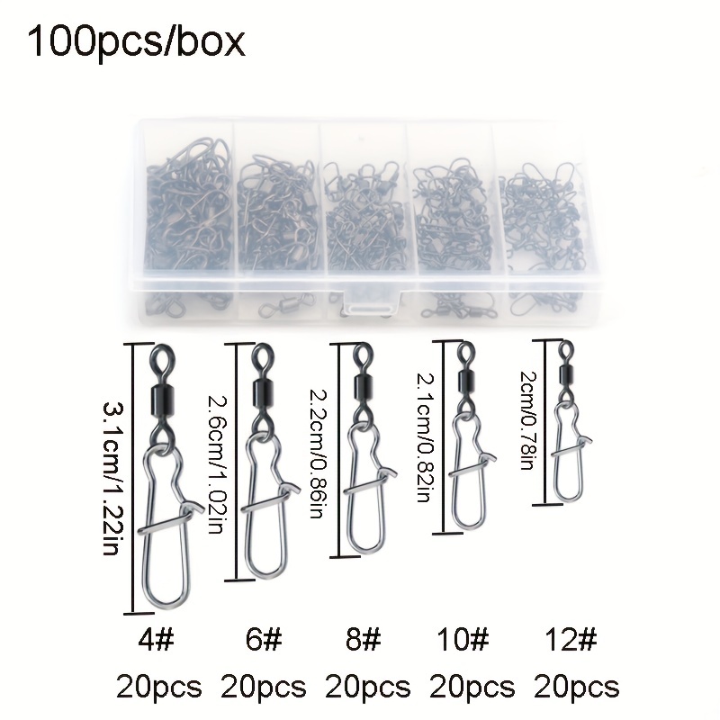 100pcs/box Fishing Line Hook Connector, Copper 8 Shaped Swivels Snap,  Fishing Lure Accessories