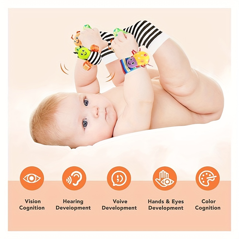 Jouets de bébé Jouets Poignet et chaussettes, Jouets pour bébés 0-6 mois,  Chaussettes à hochet Cadeau de bébé