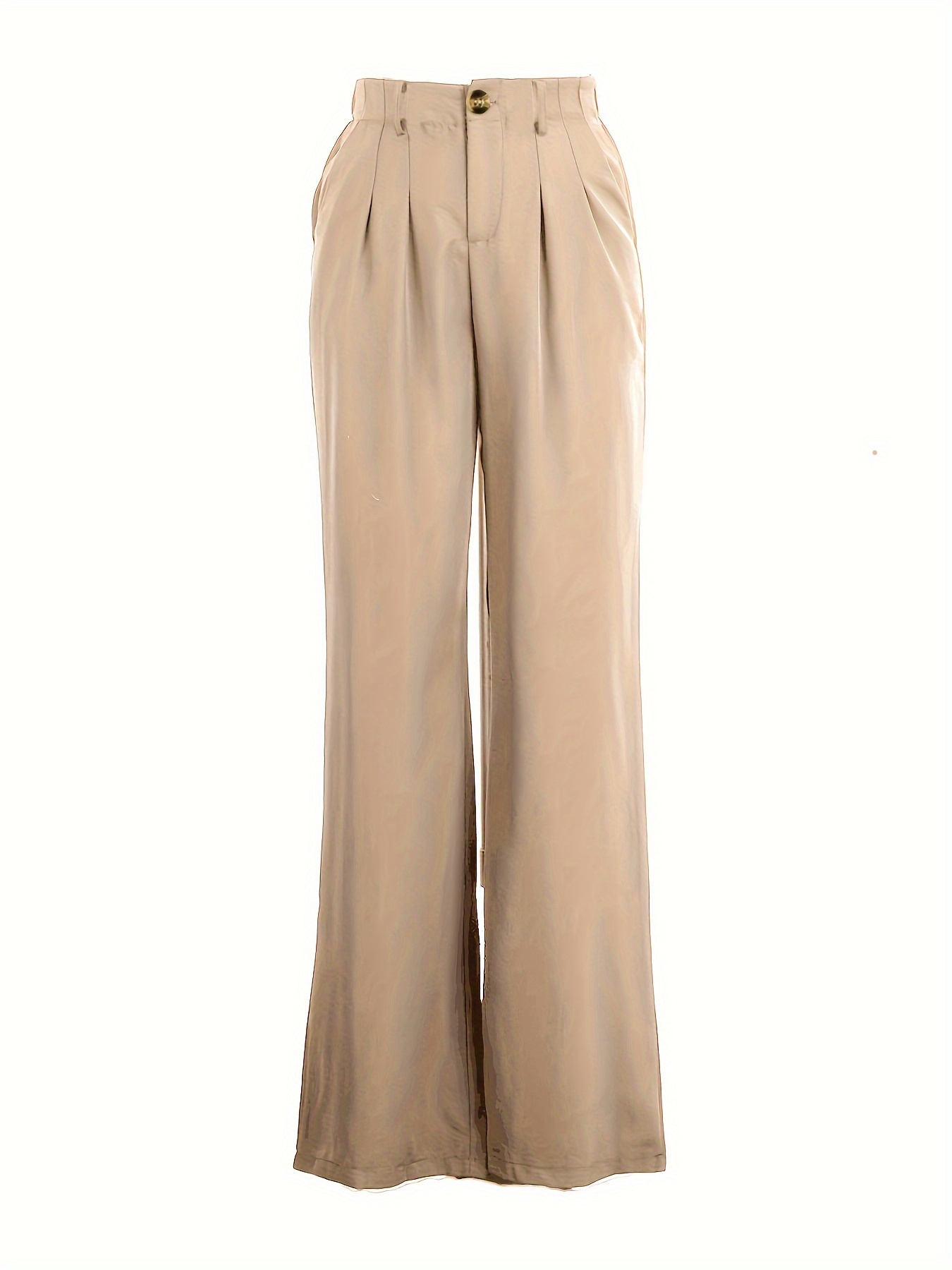 Ruched Wide Leg Pants Casual Solid High Waist Versatile - Temu