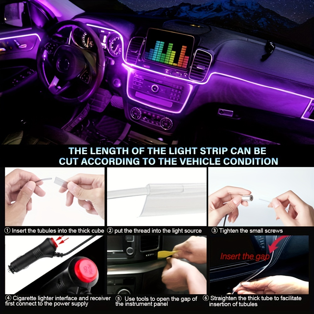 Comprar 6M RGB LED Lámpara de atmósfera de coche Tira de luz