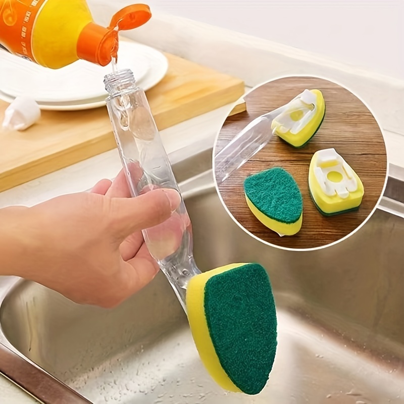  Non Scratch Dishwand Refills Handle, Dish Wand Refill Pack, 6  Heavy Duty Replacement Sponge Heads Set, Soap Dispenser Scrubbers,  Dishwashing Scrub Dispensing Brush Pads, Dishwasher Cleaning Tool kit :  Health 