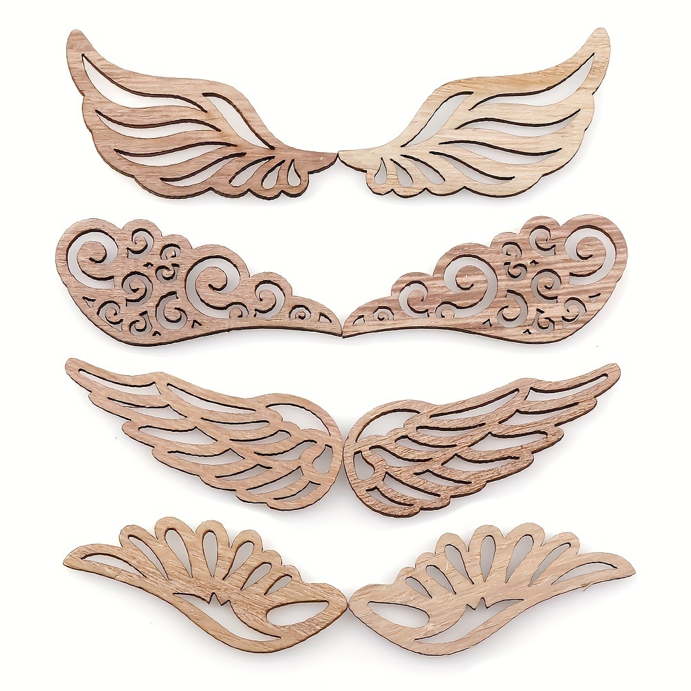 

40pcs, Wooden Wings 25*55mm Decorative Accessories, Wooden Wing Shape Hollow Wooden Slices For Diy Craft