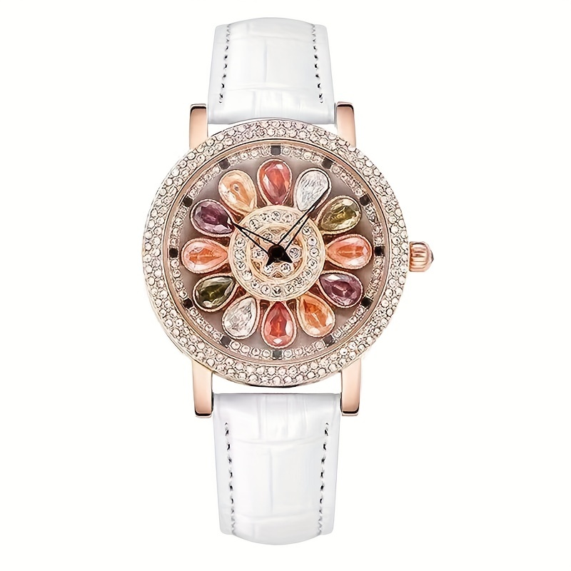 1pc Women's Alloy Casual Rotating Snow Quartz Watch