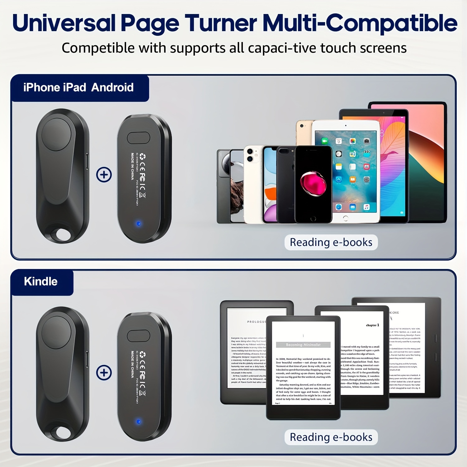 Rf Remote Control Page Turner For Kindle Reading For Ipad - Temu