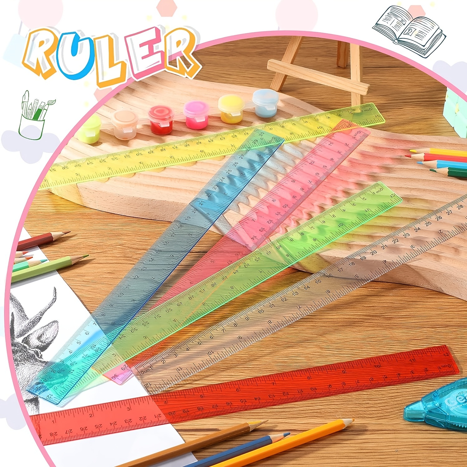 Clear Plastic Ruler Straight Shatterproof Rulers Transparent