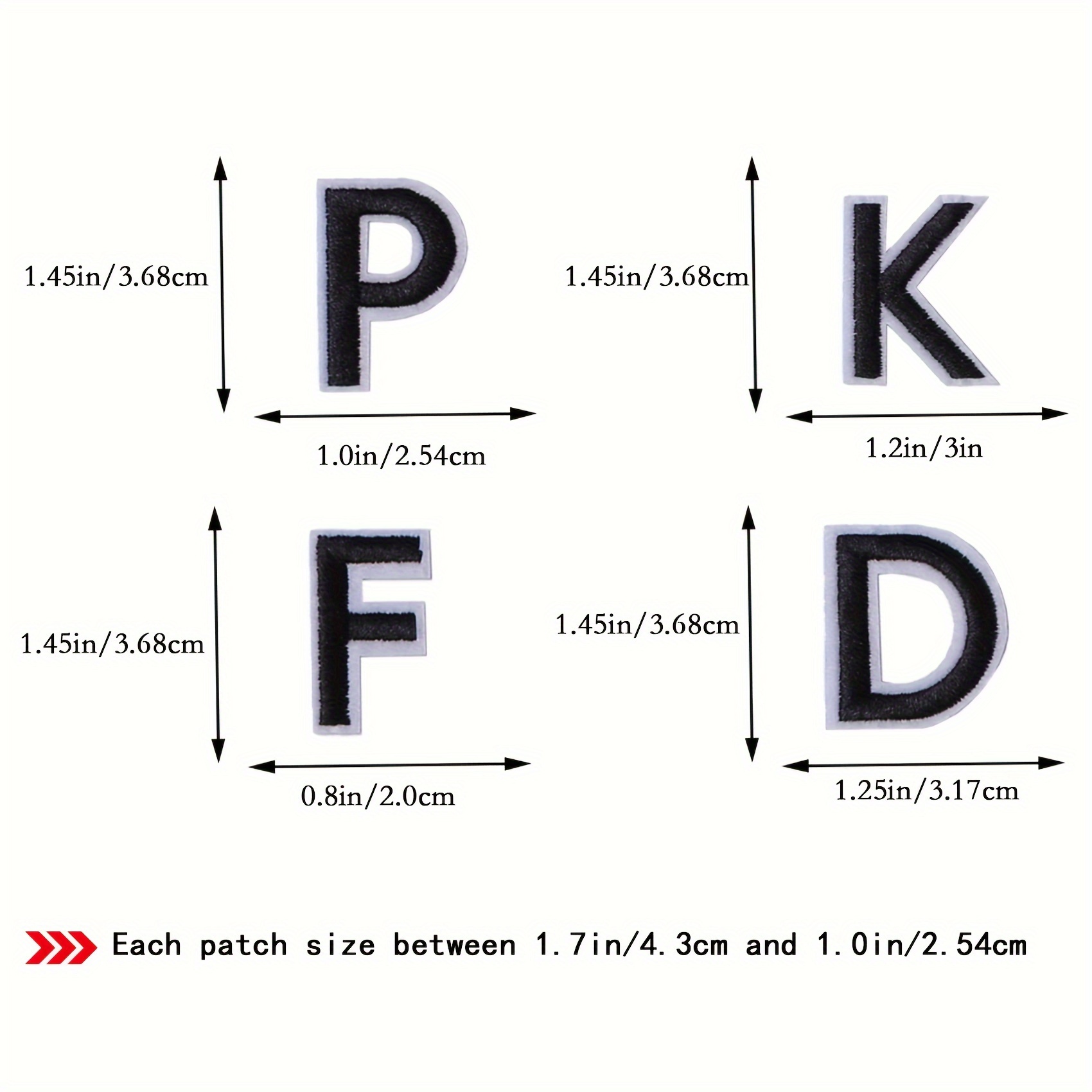 Letter P Patches Iron on Heat Transfer Letters 2 Inch Black Letter DIY  10Pcs