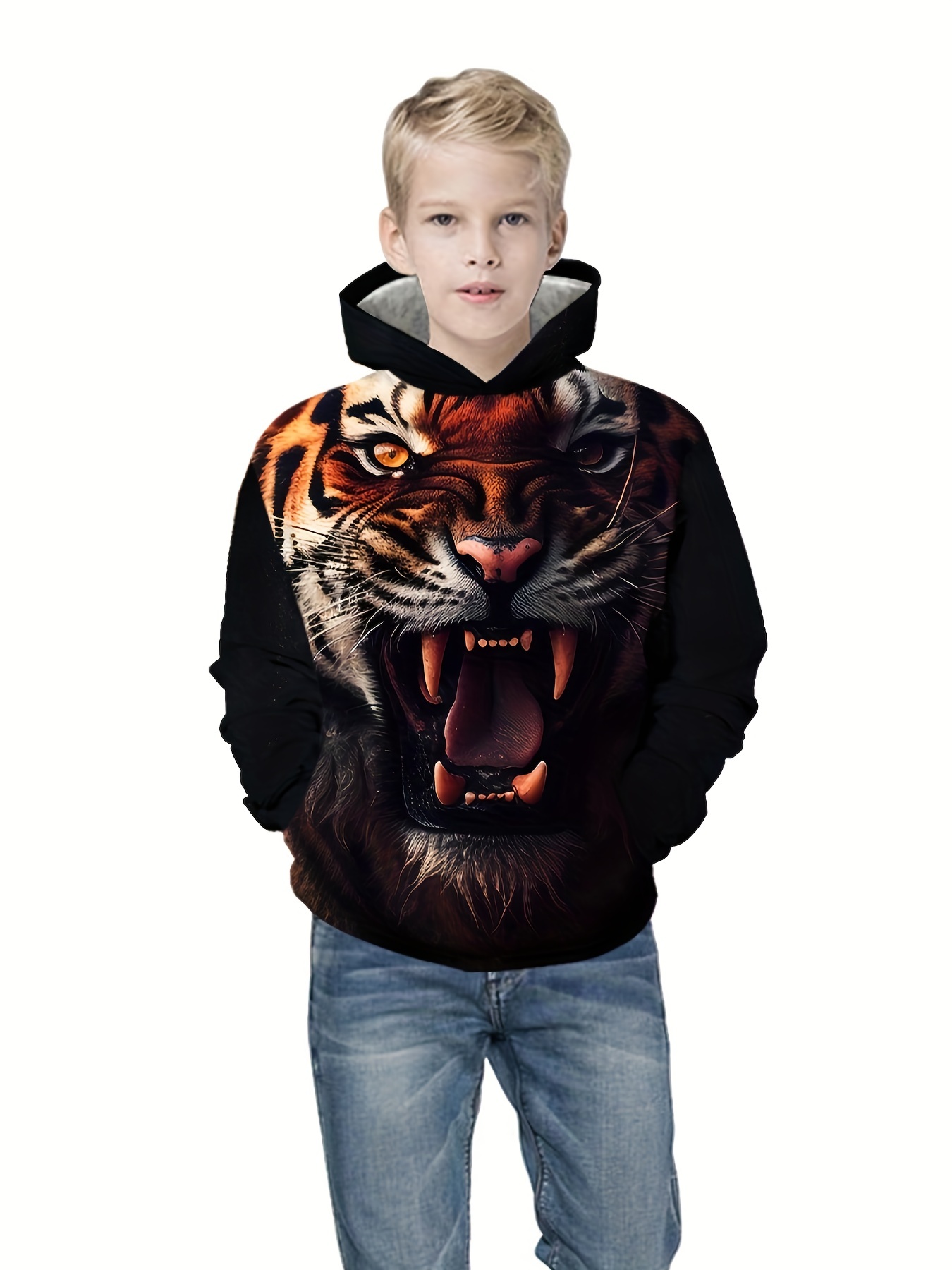 m Thinking Print Boys Kids Casual Creative Hoodie Pullover - Temu