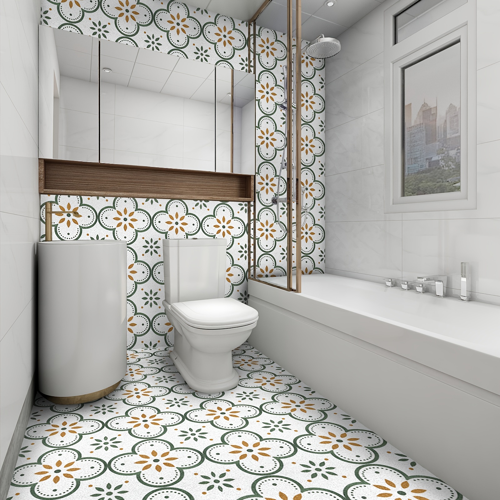 Tile Sticker Kitchen Bath Floor Wall Waterproof & Removable 