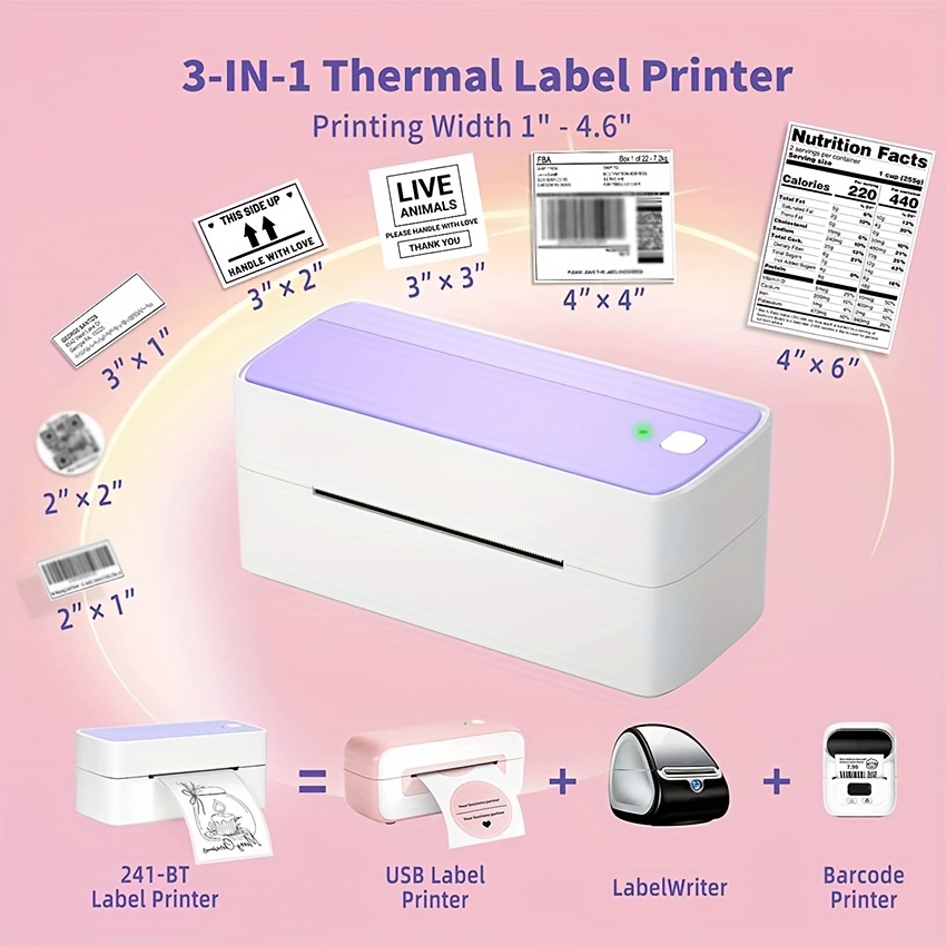 Imprimante d'étiquettes thermique bluetooth phomemo 241bt 4×6 pour