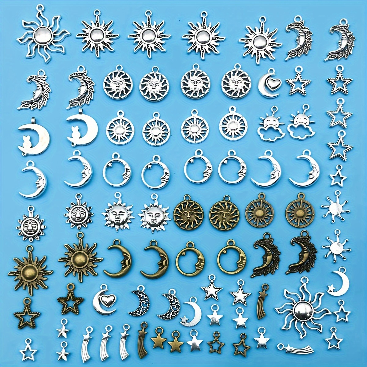 Zinc Alloy Charms Antique Silver Color Sun Moon Star Charms - Temu