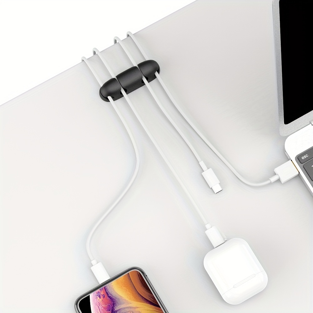  Paquete de 2 clips de soporte de cables, organizador de cables  de gestión de cables, clips de carga USB, soportes de cable de silicona  autoadhesivos, para escritorio USB, cable de carga