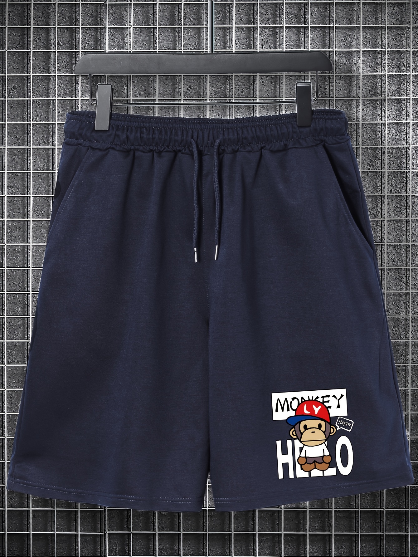 Pantalones Cortos Estampado Gr fico Mono Anime Hombre Talla Temu