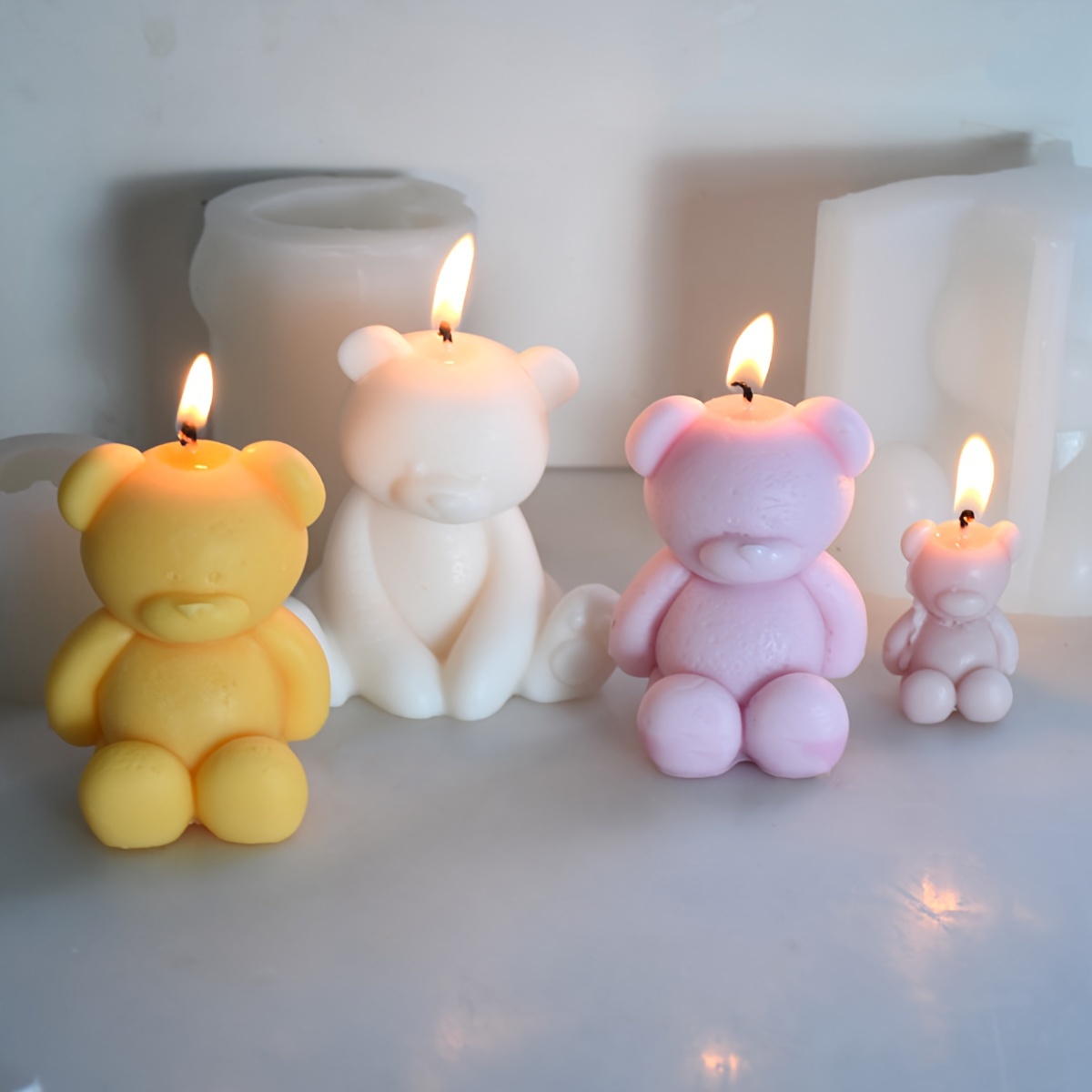 Little Bear Candle Mold Handmade Creative Silicone Decoration Cake Baking Silicone  Mold - Temu