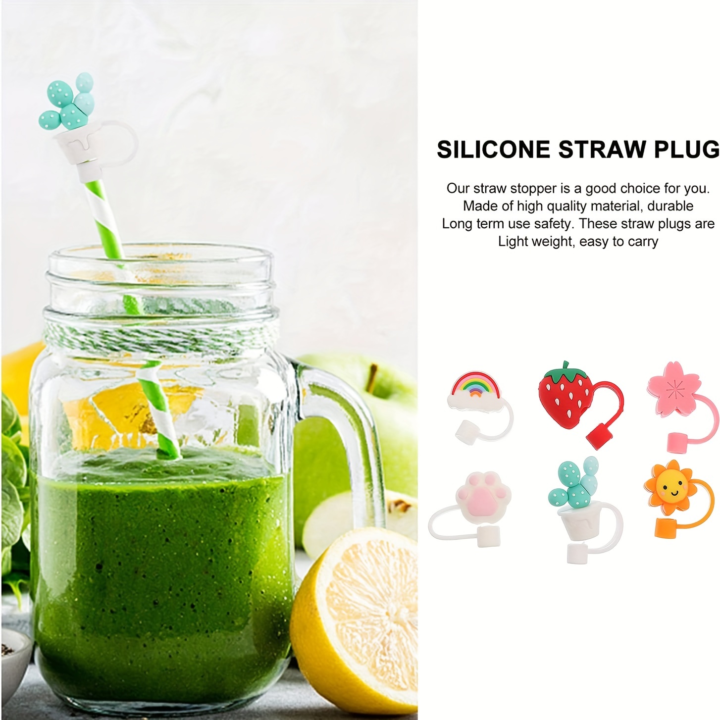 Star Silicone Straw Tips Cover Straw Toppers Straw Cover, Straw Covers Cap  for Reusable Straws Straw Protector Clouds/Animals/Fruits/Holiday Style