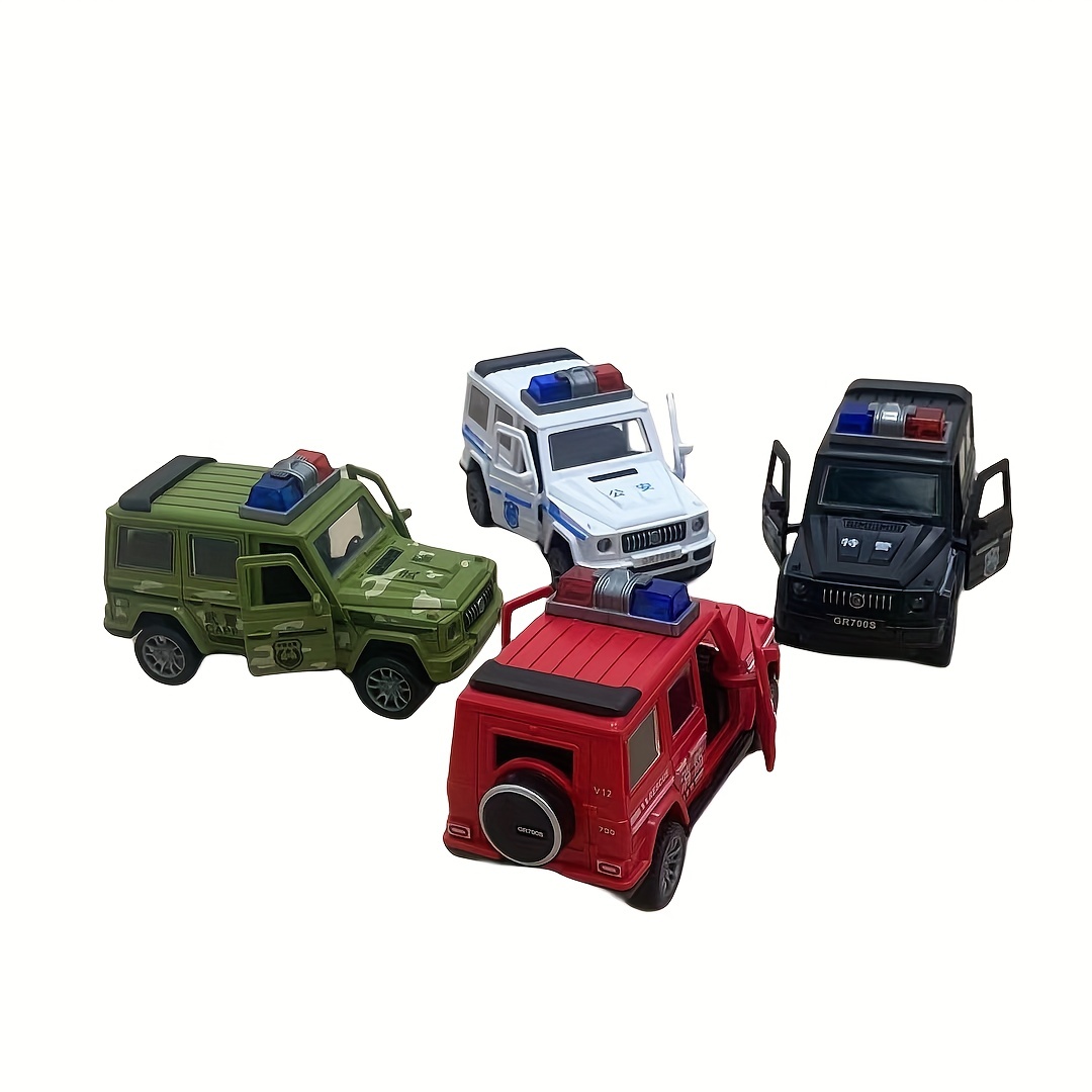 toy car inertia drop resistant openable door police car fire truck model off road small car 3
