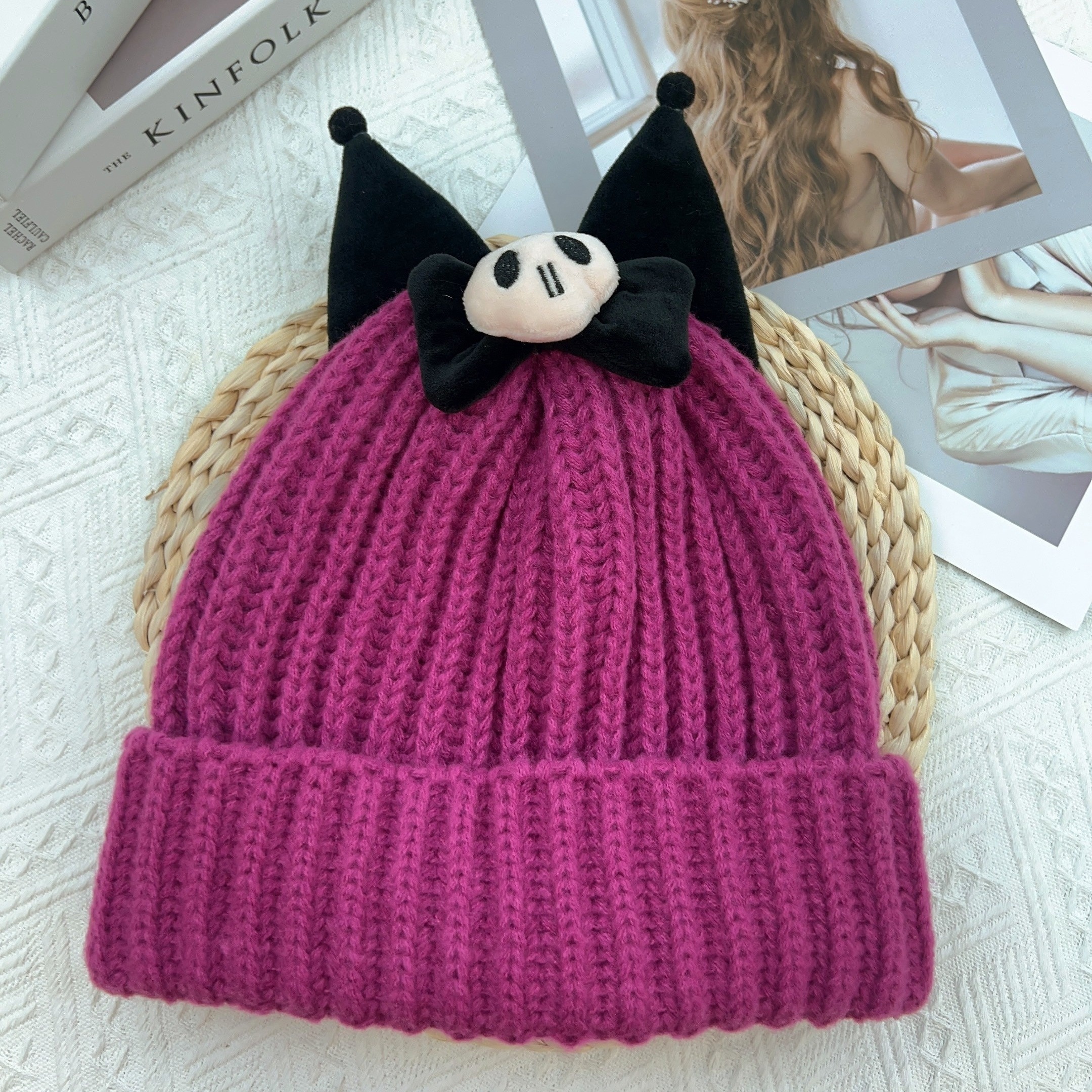 Bonnet unisexe avec oreilles de souris de dessin animé pour adolescent,  chapeaux monochromes mignons pour garçon et fille, chapeau d'hiver chaud  Kitte, procureur Gster - AliExpress