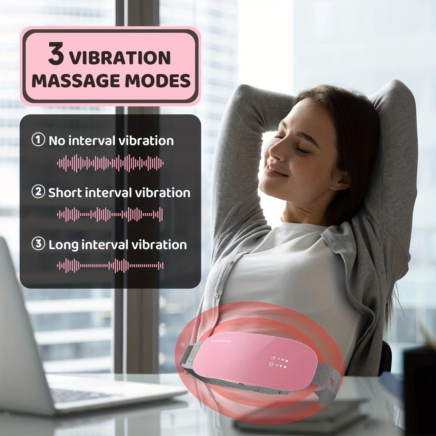 Period Heating Pad for Cramps-Portable Cordless Vibrating