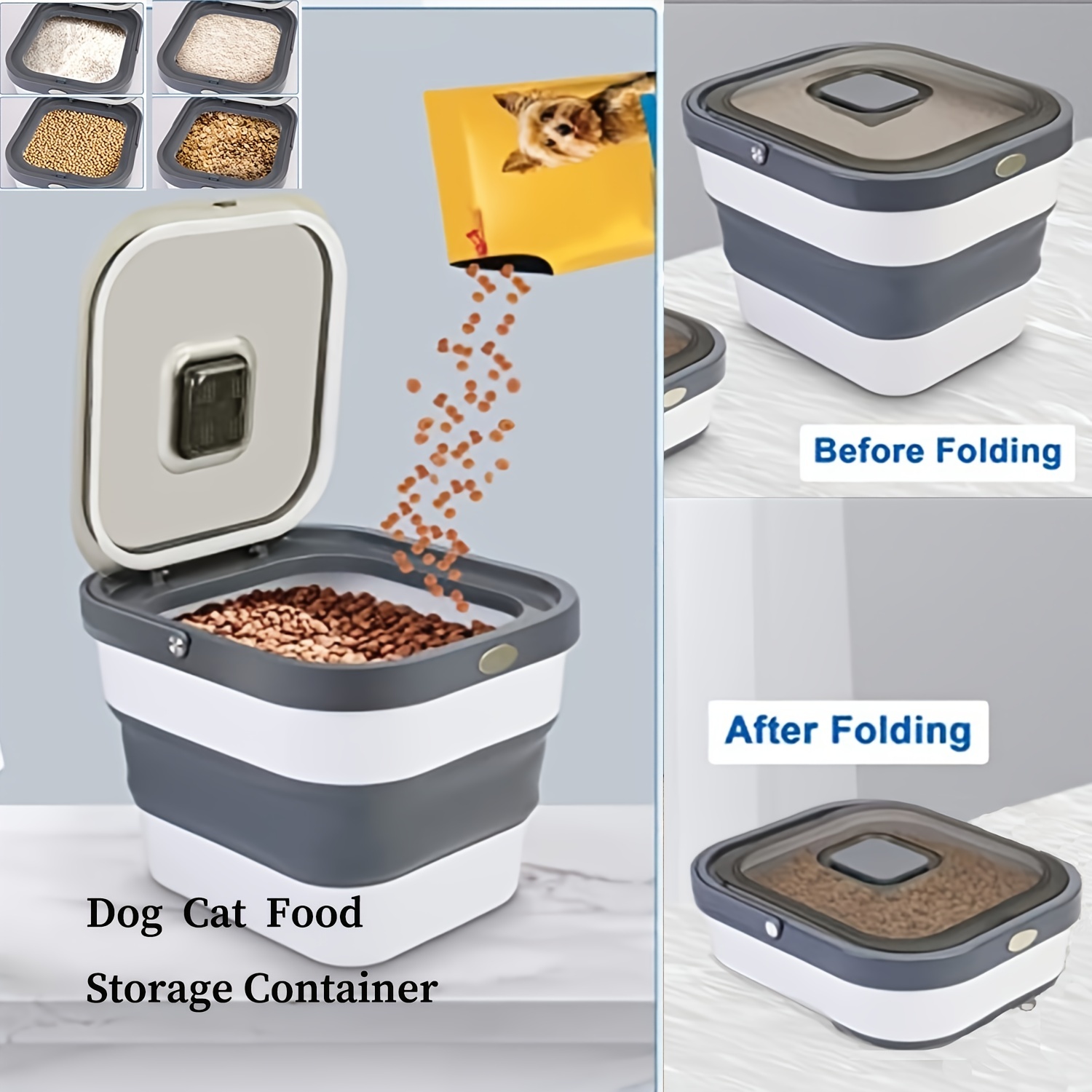 Dog Food Storage Container, Collapsible Dog Food Storage Container 30Lb  with Wheels Scoop Lid, Airtight Food Storage Containers, Dog Food Bin,  Large 50 Lb Kitchen Flour Sealed Storage Container