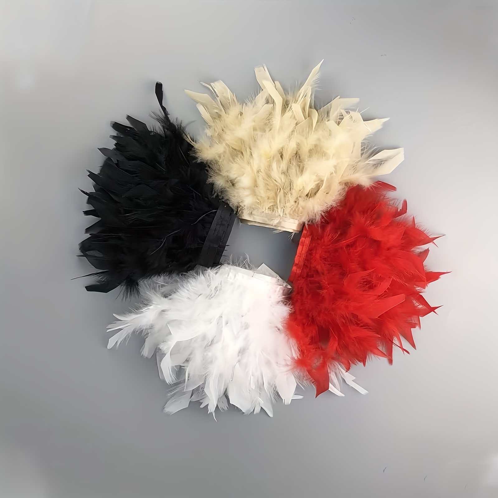  Adornos de plumas de pavo multicolor de 2 yardas/6.6 ft de  ancho de 4 a 6 pulgadas, adornos de flecos de plumas, manualidades,  costura, plumas, accesorios de ropa para decoración de