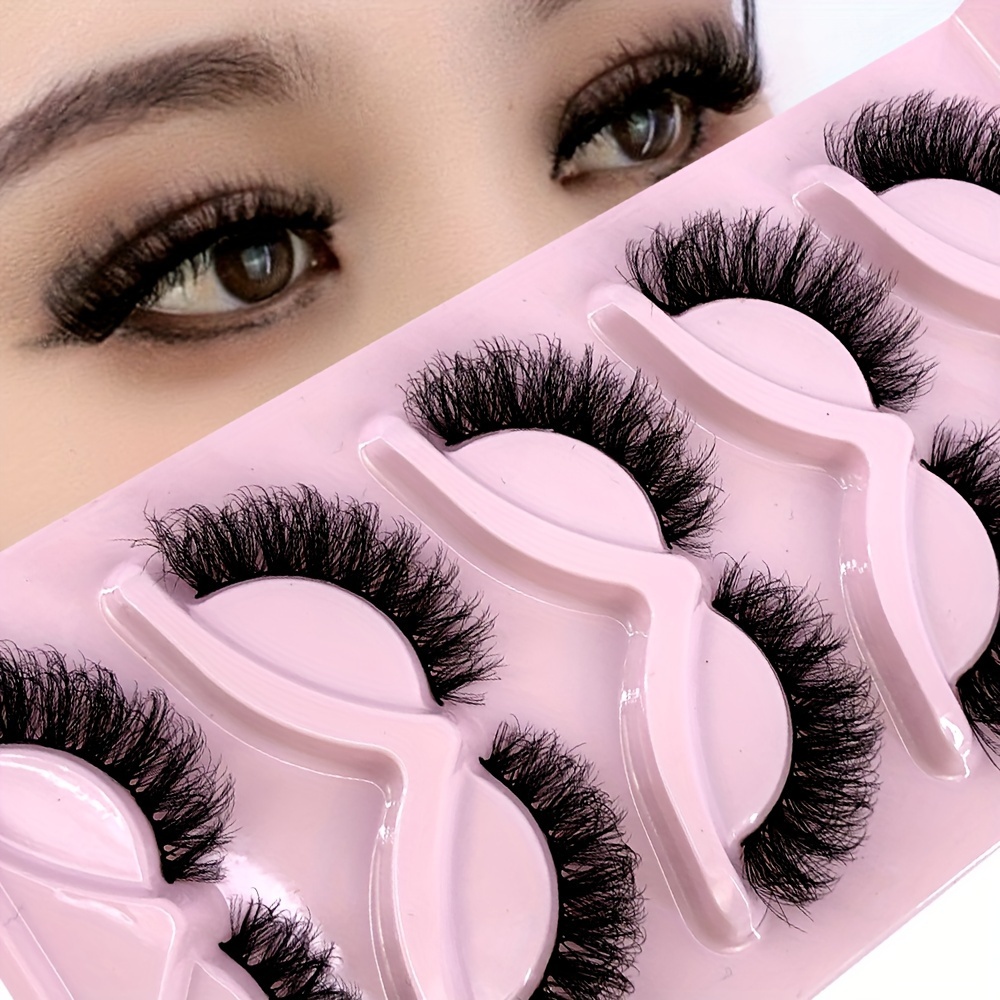 5 Pairs False Eyelashes Cat Eye End Eye Mink Lashes Fluffy Short Natural Fake Lashes