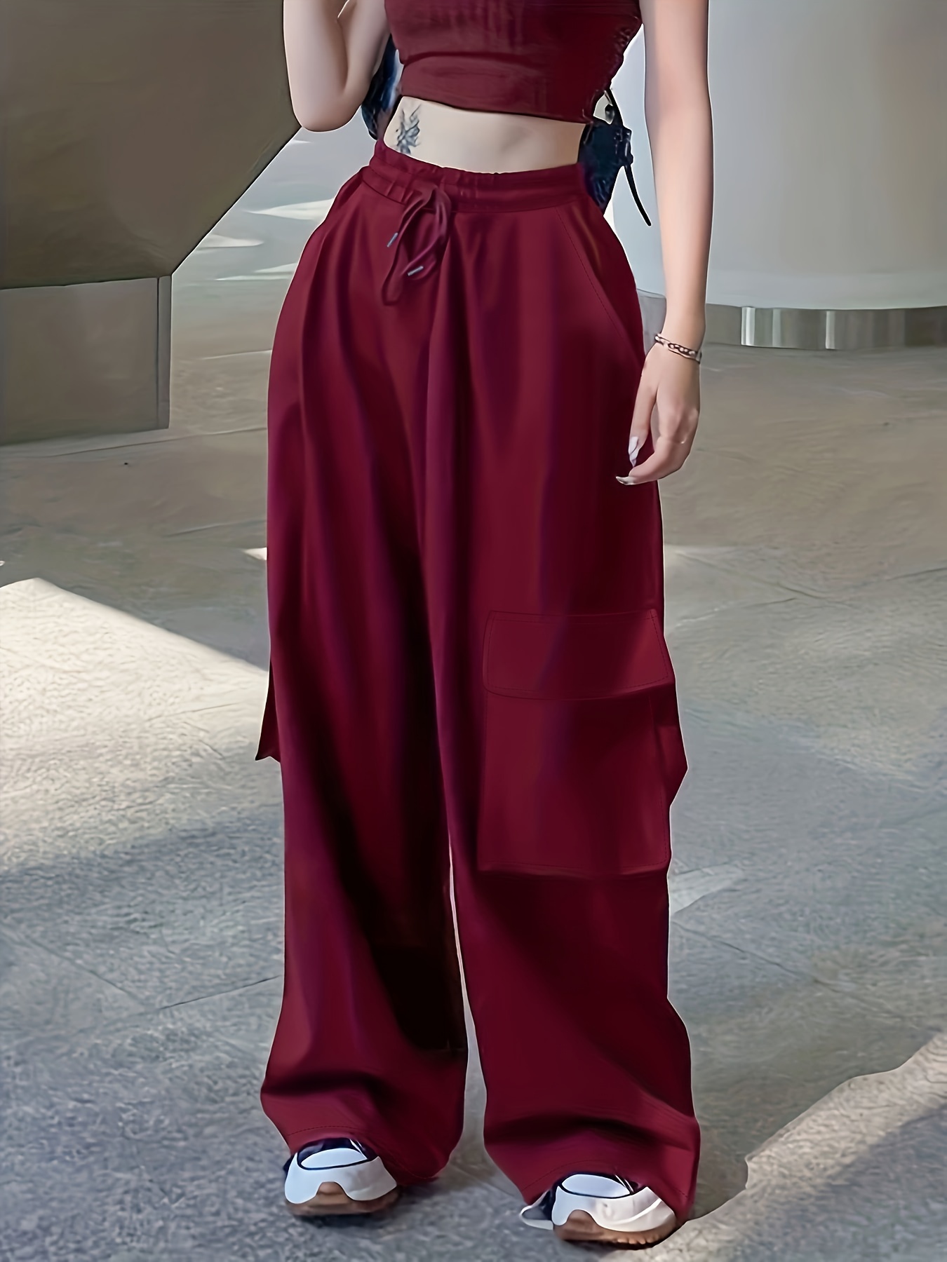 Striped Wide Leg Pants Y2k Solid Long Length High Waist - Temu