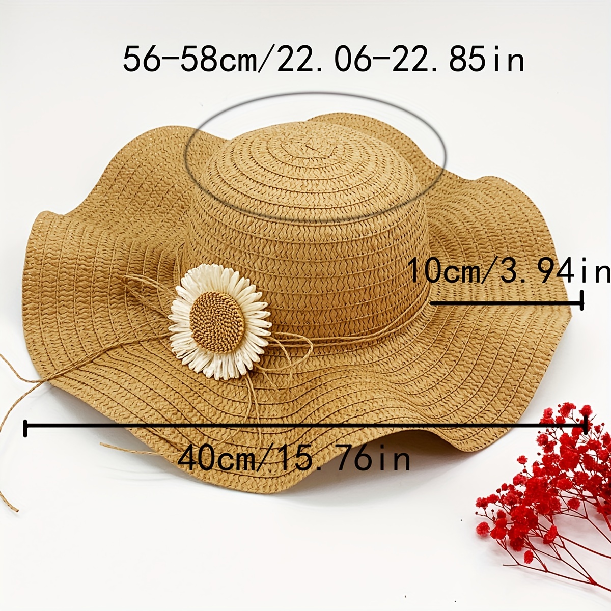Elegant Flower Straw Hat Trendy Easter Garland Summer Sun Hats Wide Brim Foldable Floppy Travel Beach Hats For Women