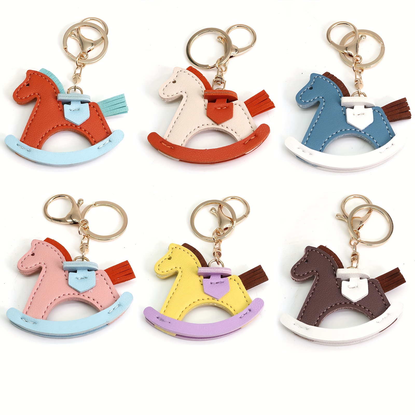Women Leather Charms Bag Pendant KeyChain Fashion colorful Horses Keyring  Cute Animal Ornament Accessories Decoration Gift - AliExpress