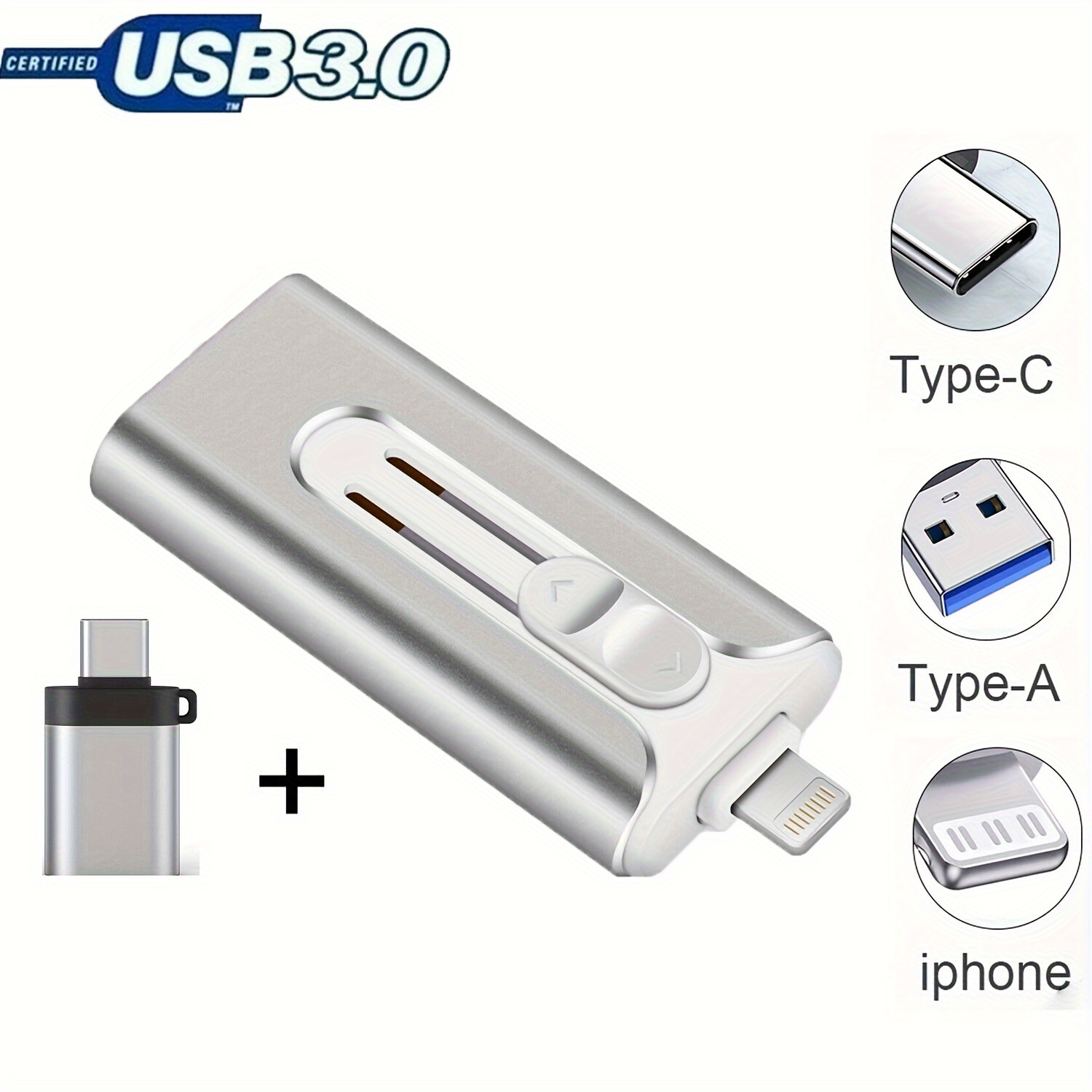 Clé USB métallique 512gb 1tb Mobile Phone Clé USB pour Apple Android Type-c  4-en-1