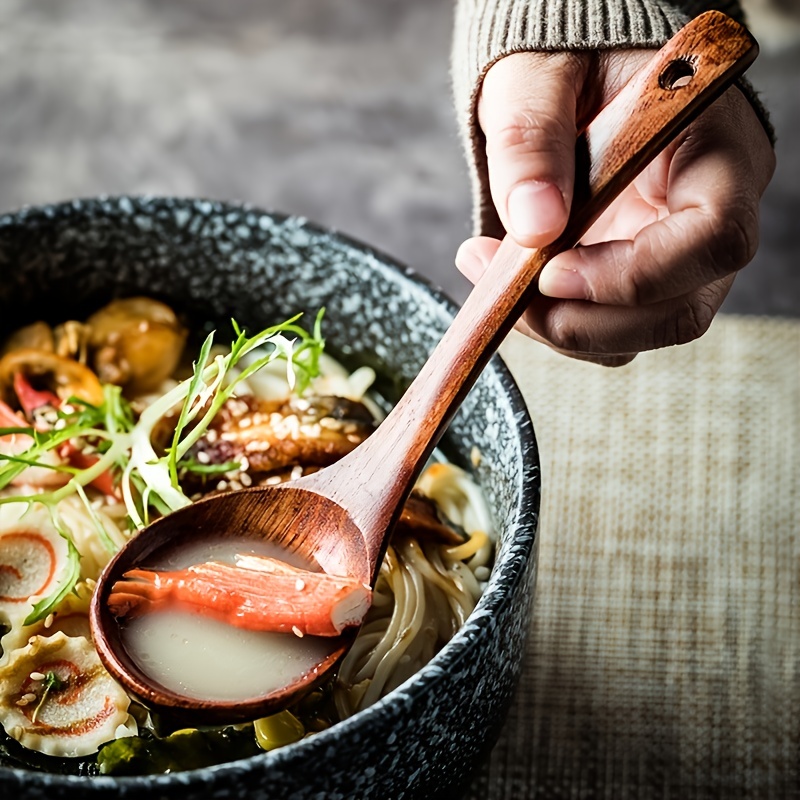 Cuchara de madera de 2 piezas para sopa, cuchara de Ramen, cuchara de  madera de cocina