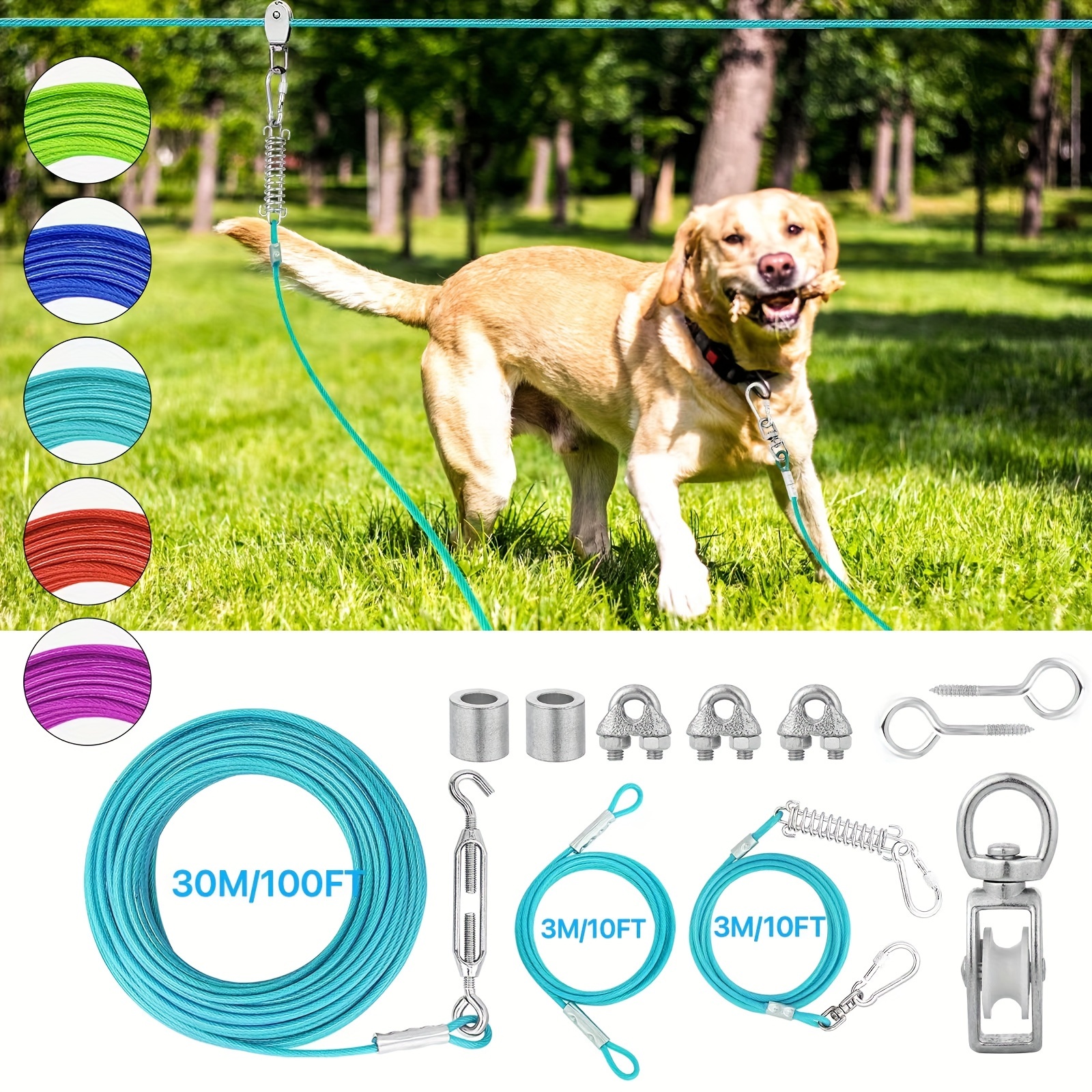 dog dog runner cable heavy duty aerial dog leash pet Temu