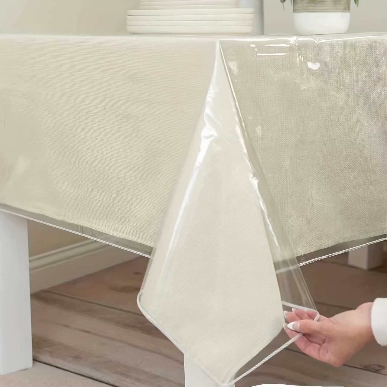 Nappe faite sur commande de PVC de nappe transparente de rectangle de  preuve de graisse de DIY 