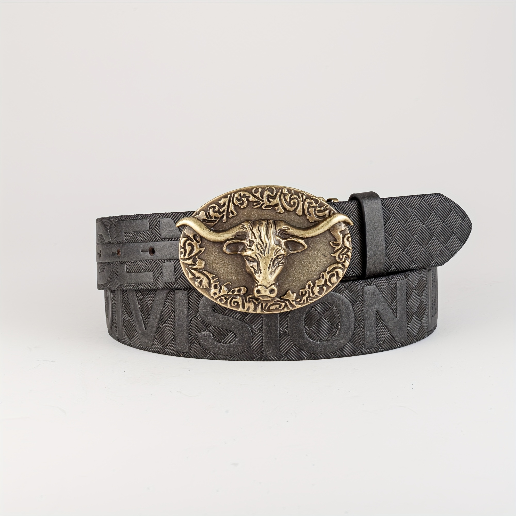 Retro Bull Head Buckle Belt For Men Denim Jeans Casual Daily Accessory