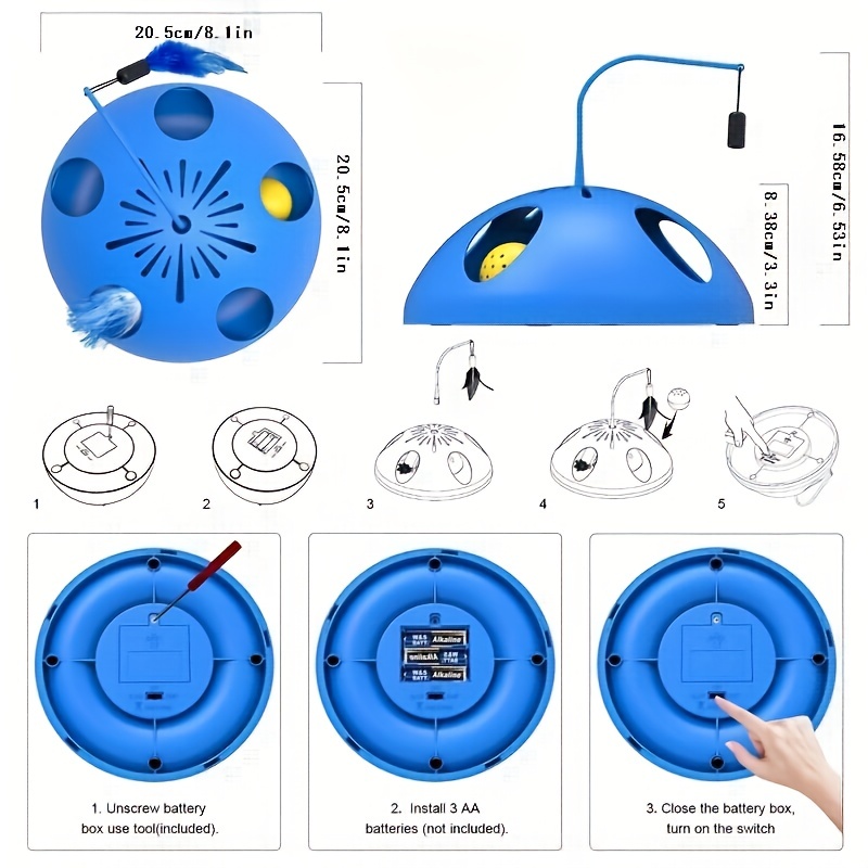 Two Speed Modes For Cat Toys, Three In One Automatic Interactive