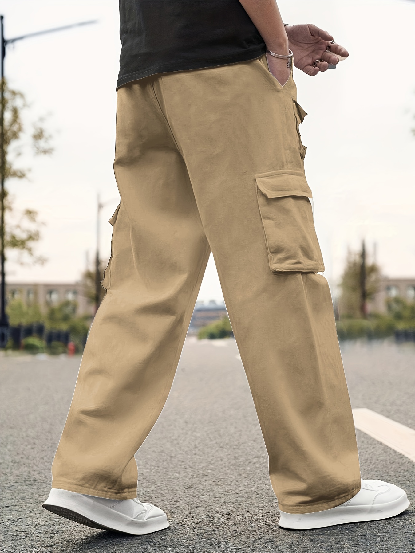 Men's Multi Flap Pocket Cargo Pants, Loose Trendy Pants - Temu