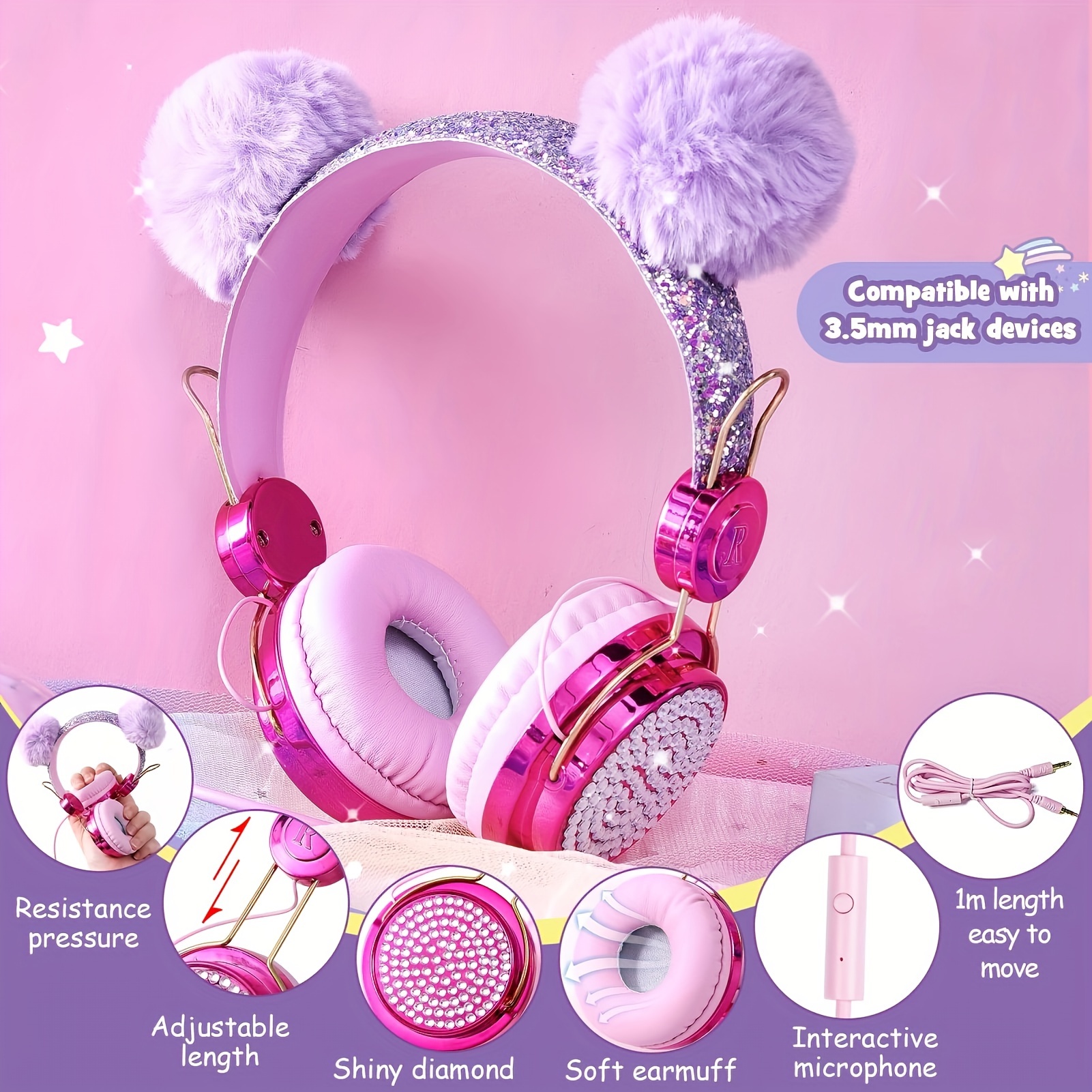 Auriculares Niños Micrófono Auriculares Niños Niñas Volumen - Temu