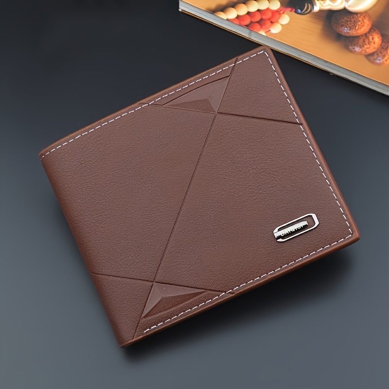 Men's Wallet Male Short Money Clip Male Youth Simple Fashion Multi-card  Lychee Pattern Horizontal Splicing Leather Clip - Temu