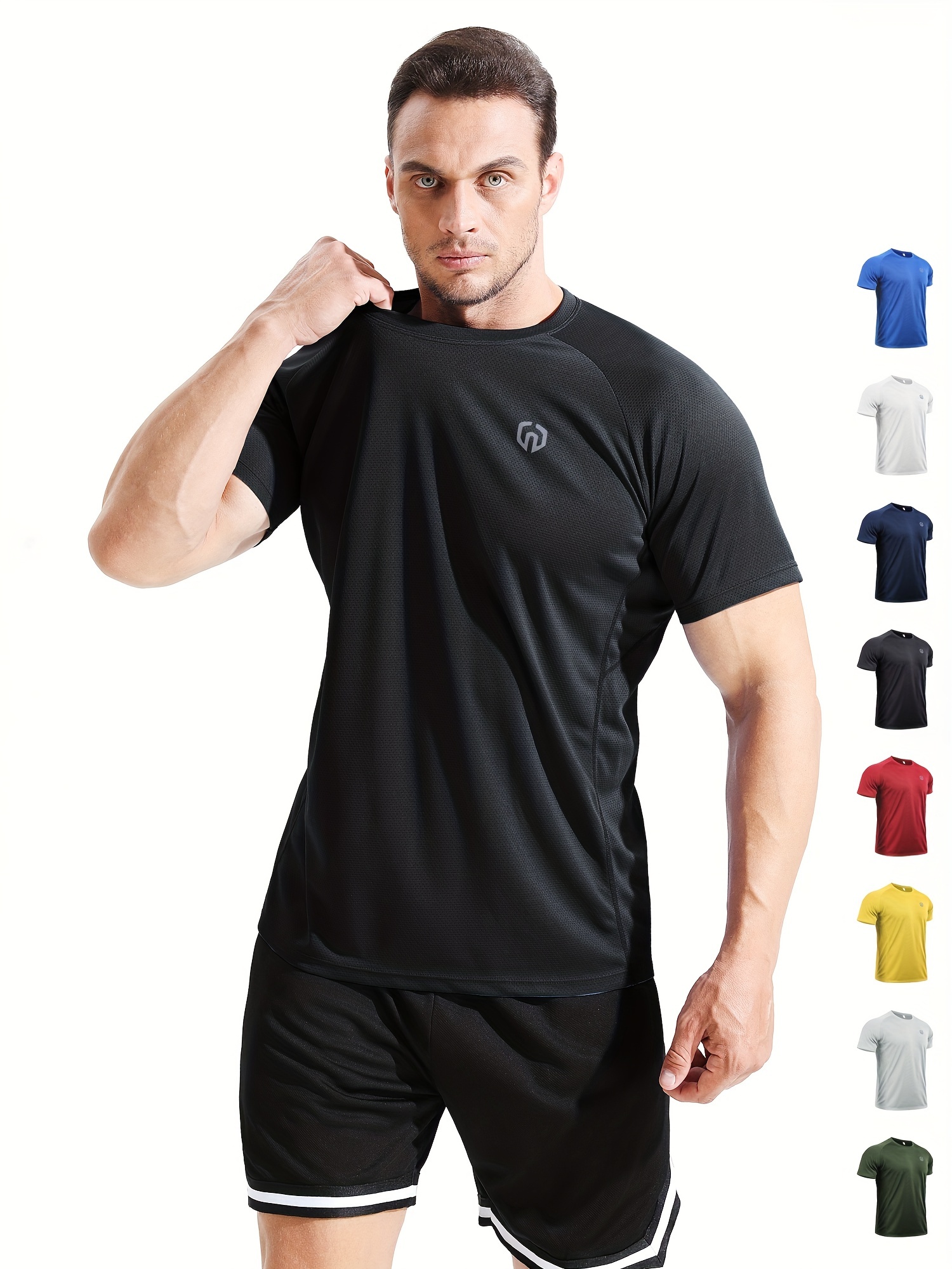 Black Summer Short Sleeve Crewneck Athletic Floral T Shirts Men Printed  Casual Muscle Round Neck Tank Top Body Shaper Slimming Shirt Base Layer  Sports Shapewear 