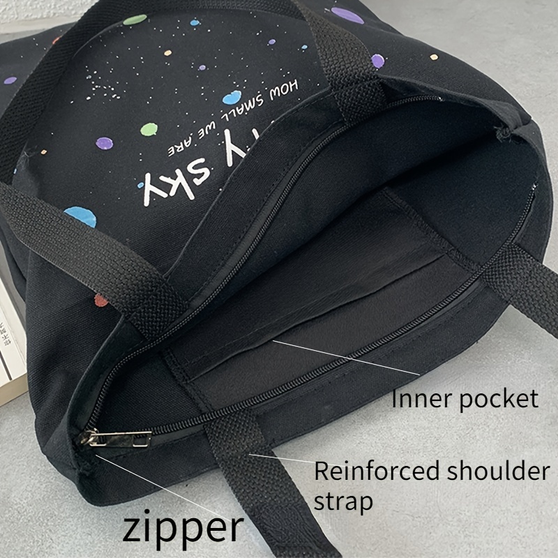 Dopamine Star Pattern Large Capacity Canvas Tote Bag, Lightweight Shoulder  Shopping Bag, Casual Fashion Commuter Bag - Temu