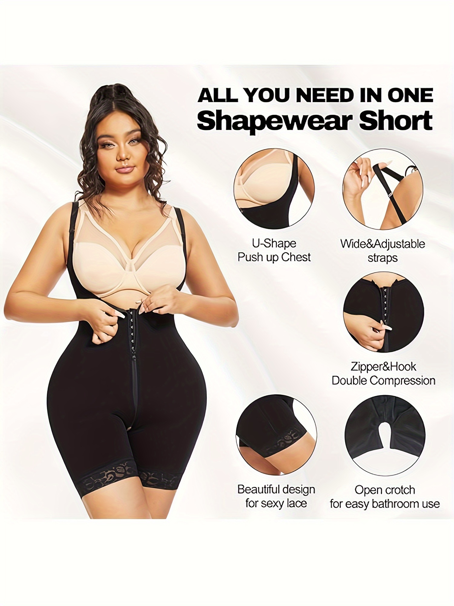 Women Adjustable Shapewear Tummy Control Under Bust Zipper Open