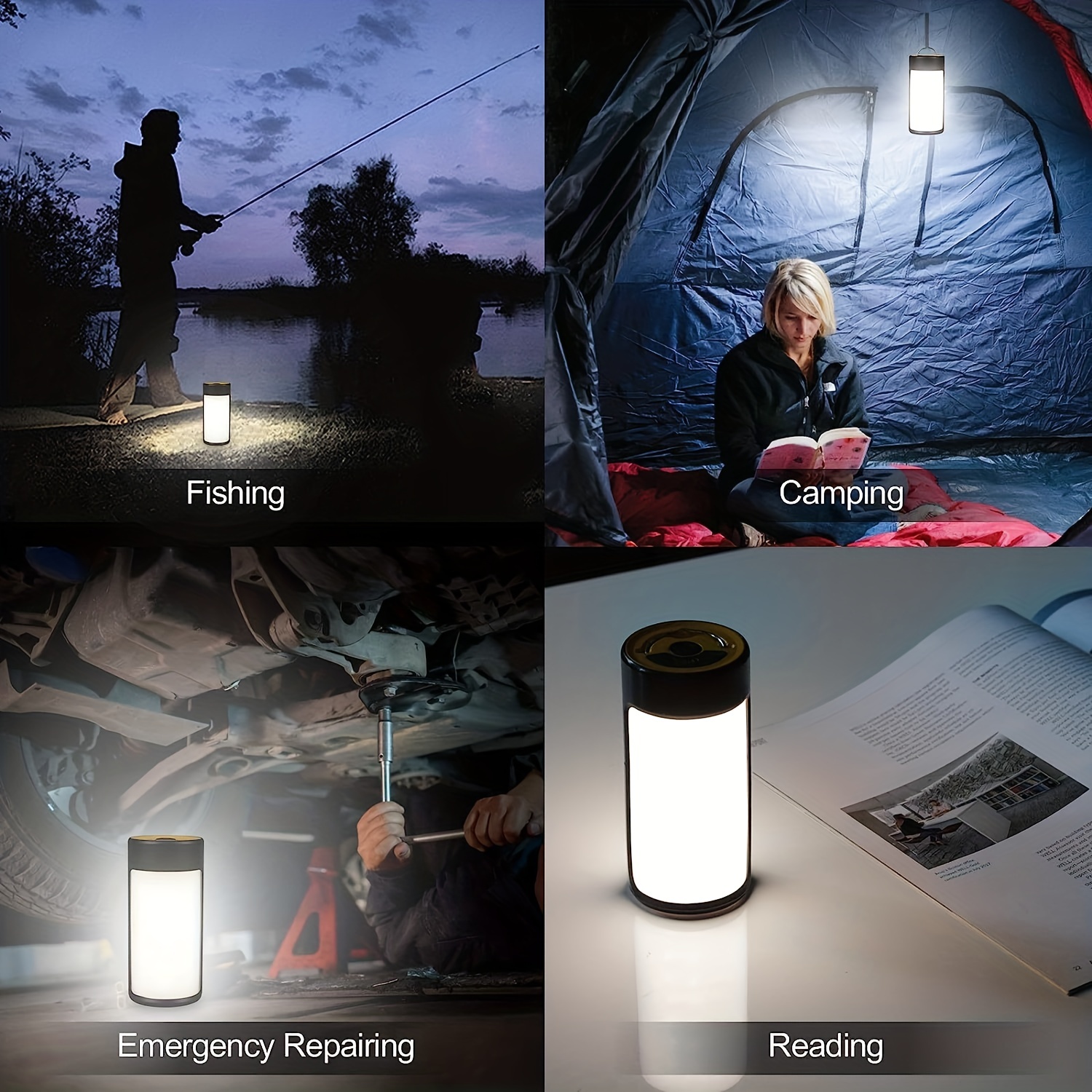 LED Lantern, Suitable Survival Kits for Hurricane,Emergency Lights for Home  Power Failurem, Outages, Outdoor Portable Lanterns, Black