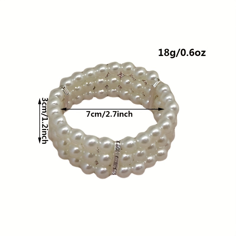 Rhinestone Three Layer Faux Pearl Stretch Bracelet for Women