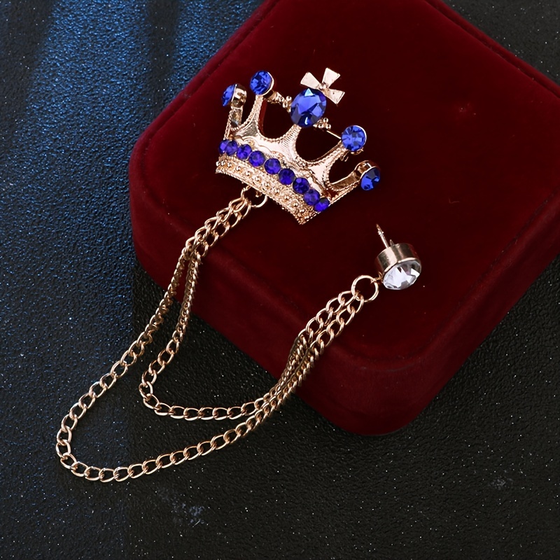 Vintage Crown Brooch Pin For Men English Style Suit Chain - Temu