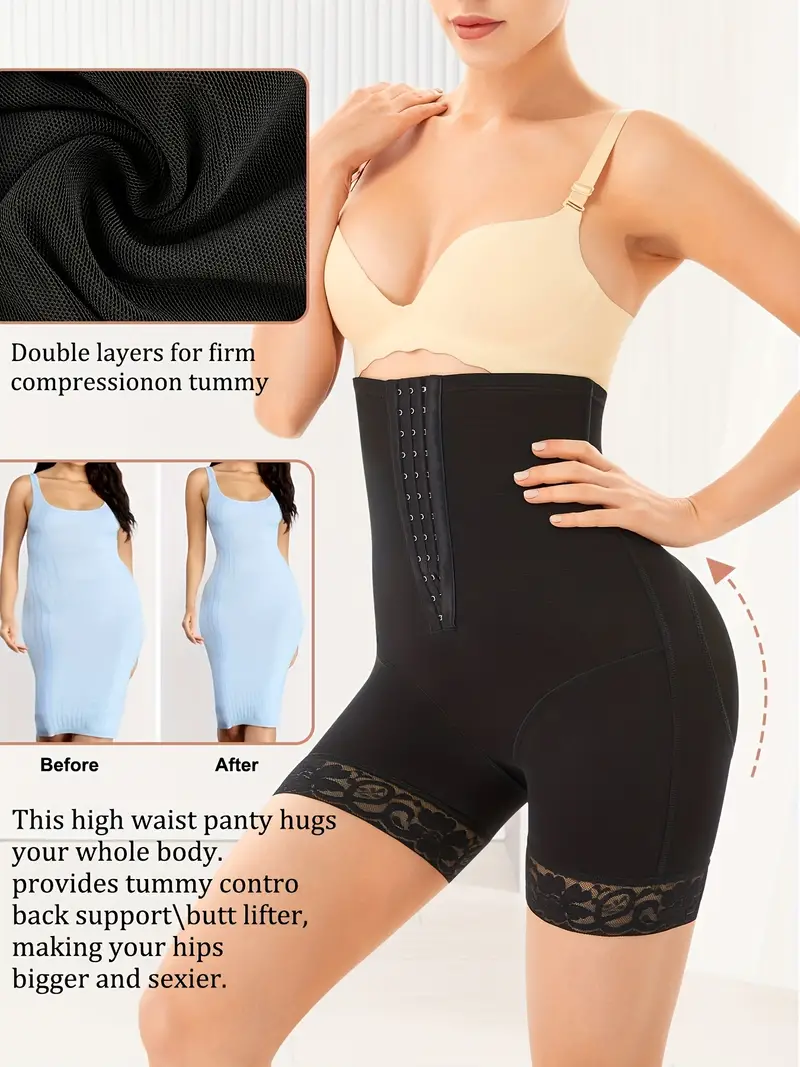 Lace Decor Tummy Control High Waist Training Shaping Shorts - Temu