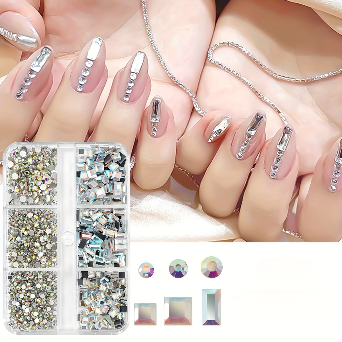 Mixed Shaped Flat Back Nail Art Rhinestone Set crystal Ab - Temu